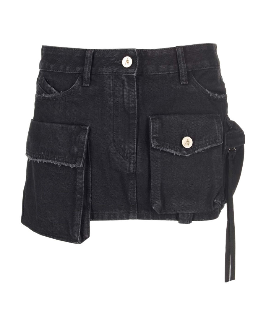 Attico 'fay' Black Mini-skirt With Oversized Cargo Pockets In Black