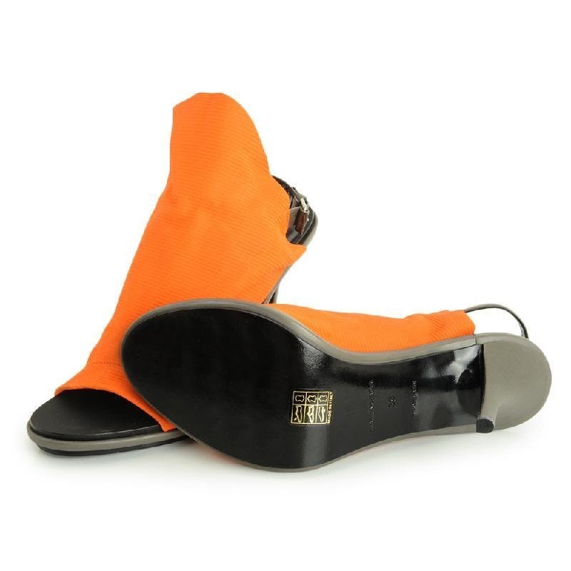 Balenciaga Logo High-heeled Sandals In Orange