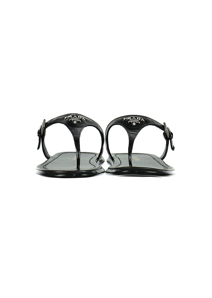 Prada Logo Sandals In Black