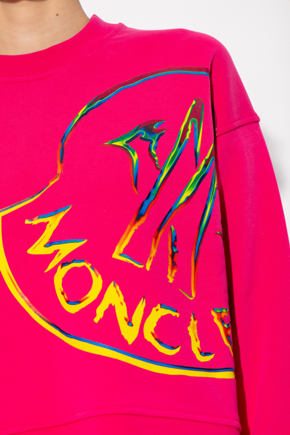 Moncler Logo-print Crew-neck Sweatshirt In Red
