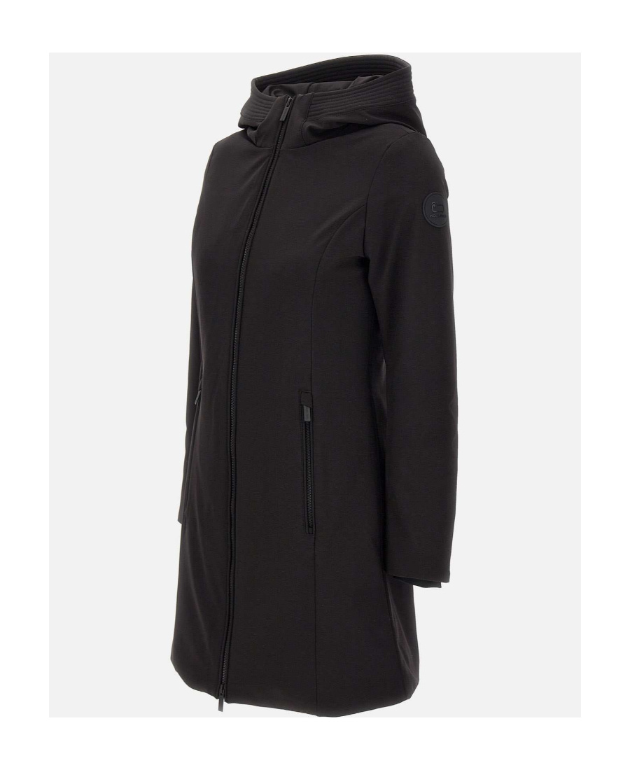 Woolrich Padded Hooded Raincoat In Black