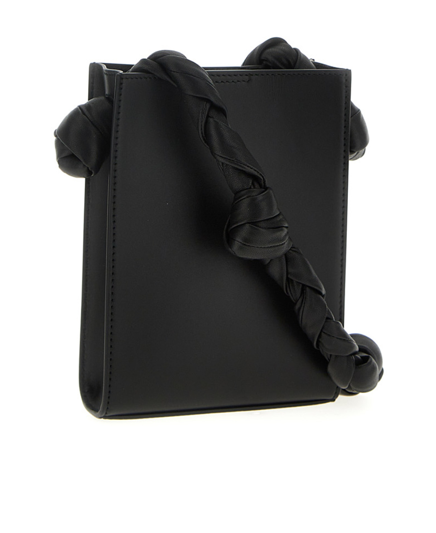 Jil Sander Medium Tangle Leather Shoulder Bag In Black