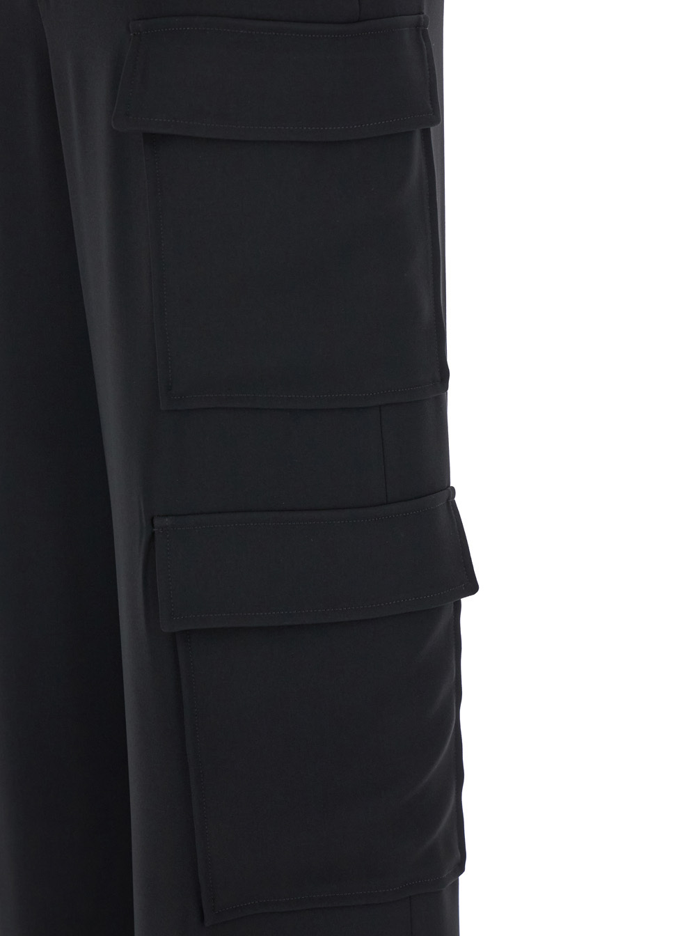 P.a.r.o.s.h Black Cargo Pants With Drawstring At The Ankles In Fabric Woman In Black