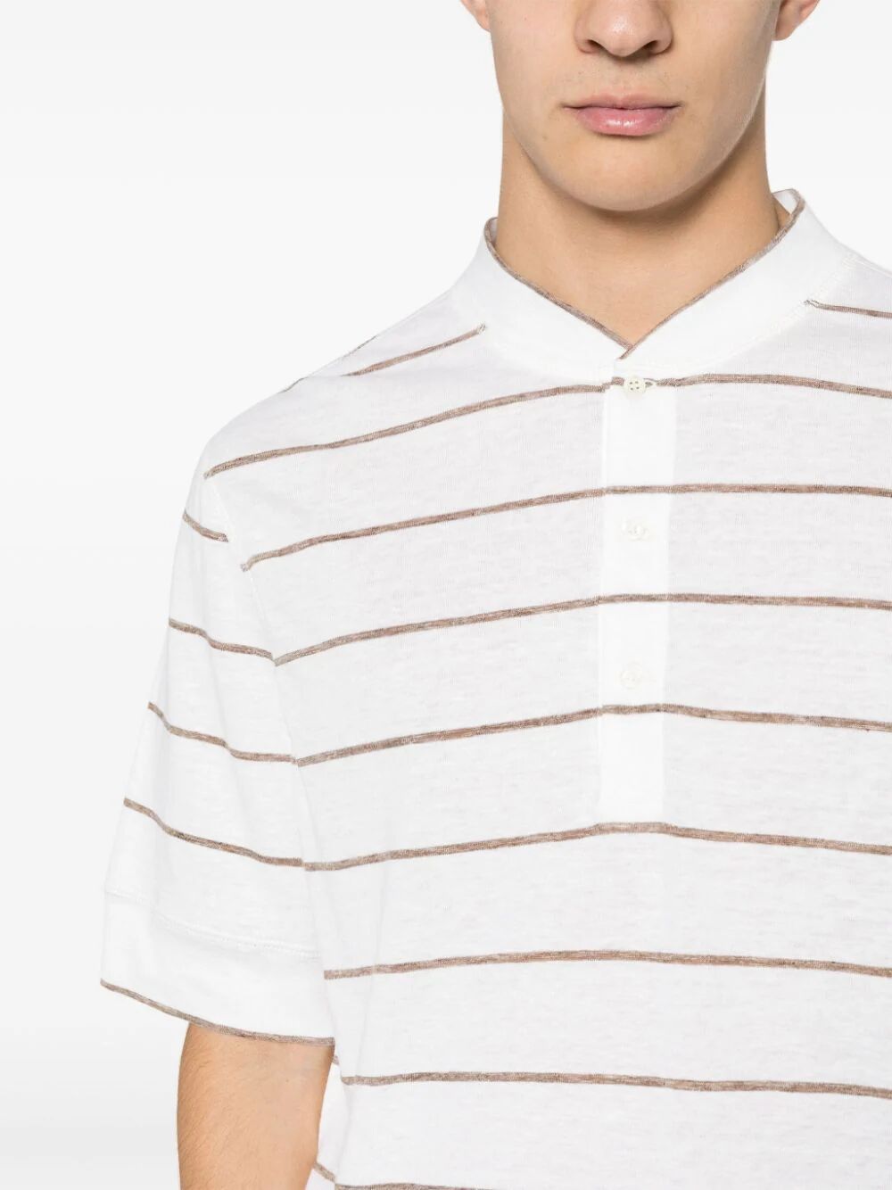 Brunello Cucinelli Striped Polo Shirt In White