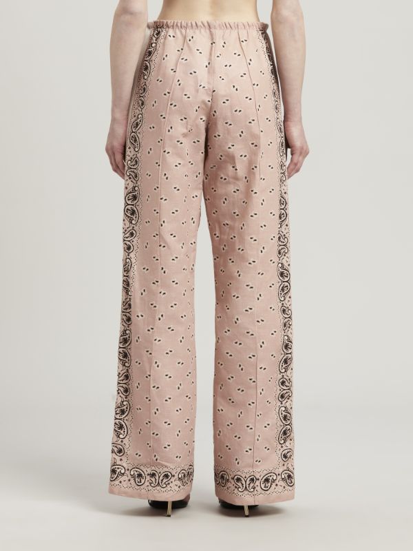 Shop Palm Angels Paisley-printed Side Stripe Detailed Trousers In Nude