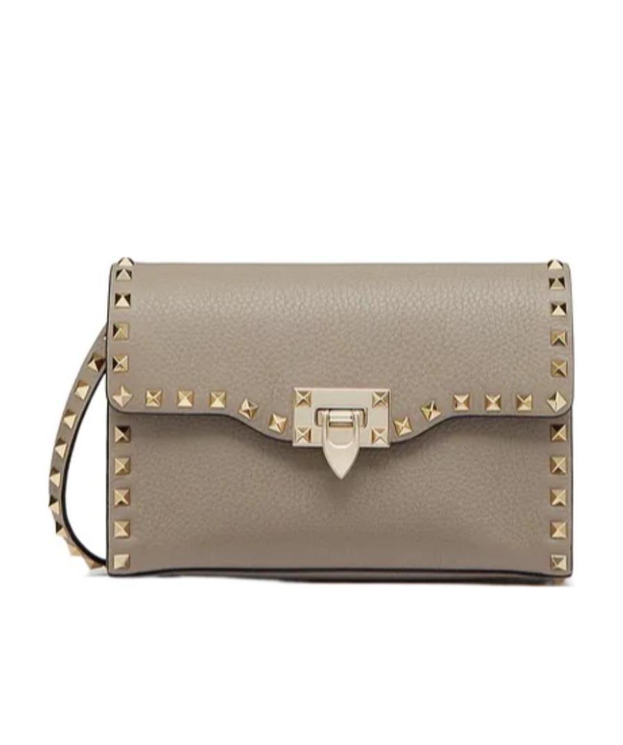 Valentino Calf Leather Rockstud Alcove Shoulder Bag In Nude
