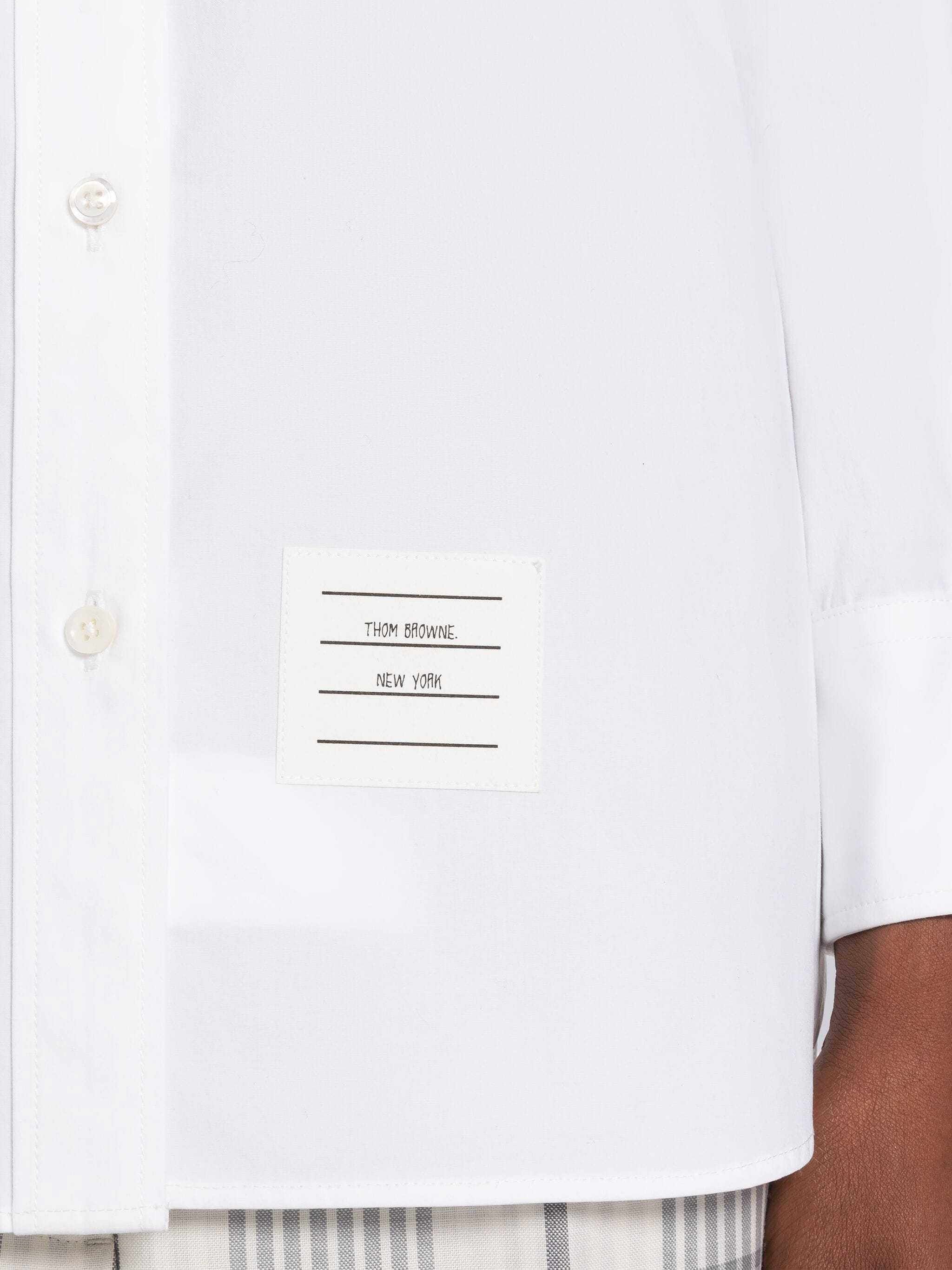 Thom Browne Cross-strap Belted Waist Shirt In White