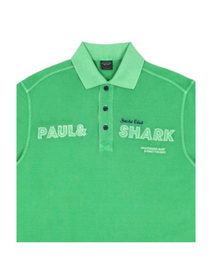 Shop Paul & Shark Logo Lapel Polo Shirt In Green