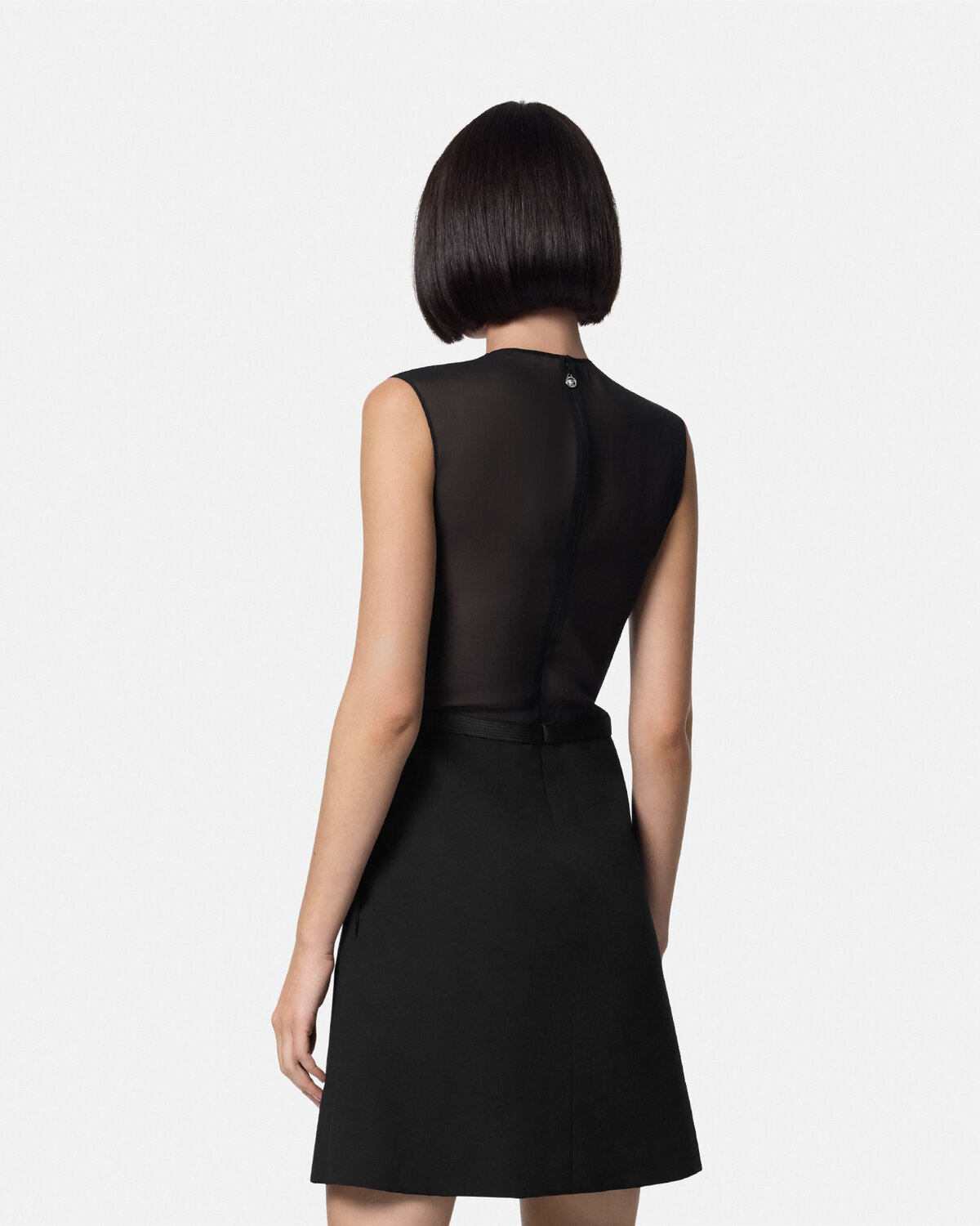 Versace A-line Silk Georgette Mini Dress In Black