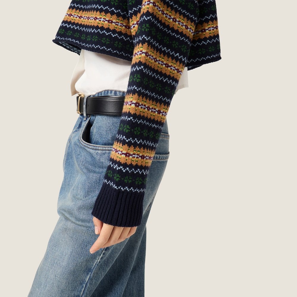 Miu Miu Wool V-neck Sweater In Blue