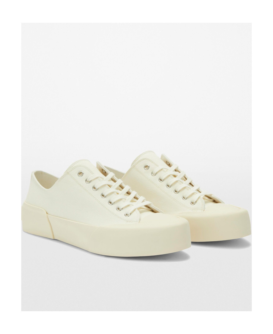 Jil Sander Calf Leather Lace-up Sneakers In White