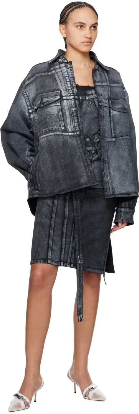 Ottolinger Printed Denim Jacket In Black