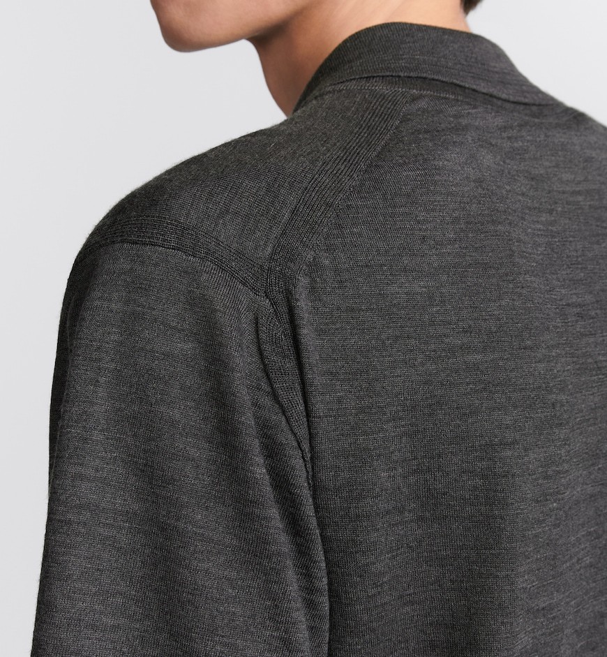 Dior Short-sleeved Wool Polo Shirt In Black