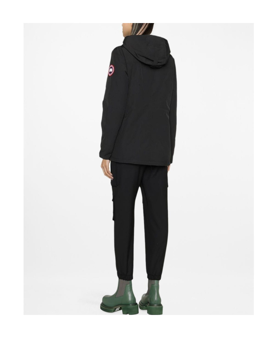 Shop Canada Goose Logo-patch Hooded Parka In Black