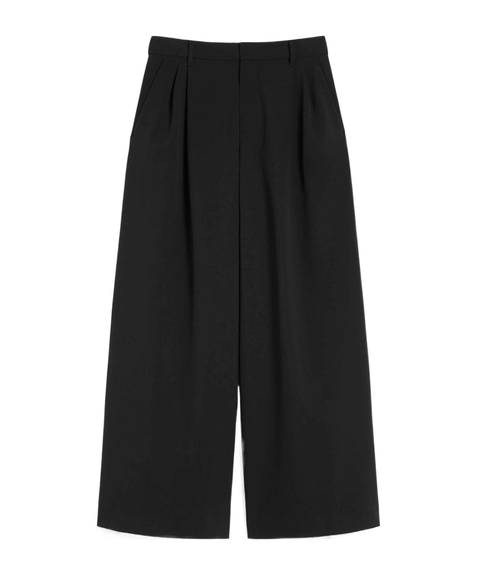 Max Mara Stretch Gabardine Wide-leg Pants In Black