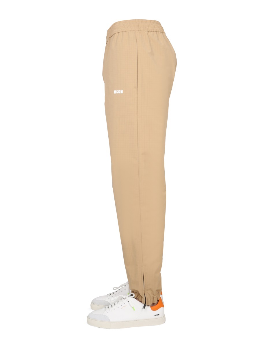 Msgm Logo-print Elasticated Waist Trousers In Nude