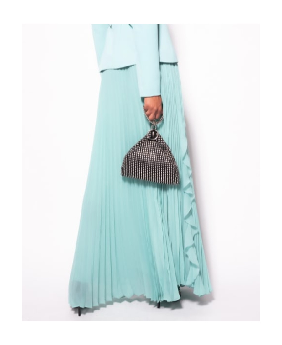 Shop Pinko Ruffle-detail Pleated Maxi Skirt In Green