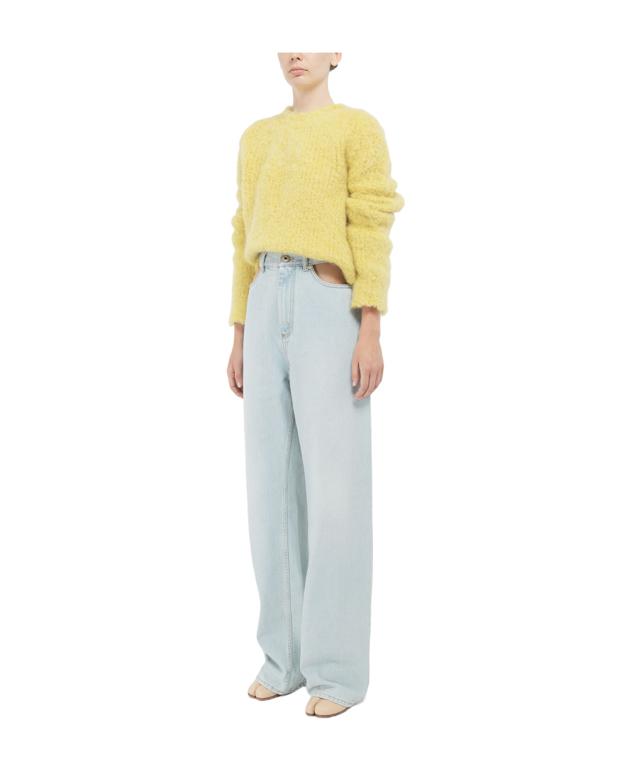 Maison Margiela Deconstructed High Waist Jeans In Blue