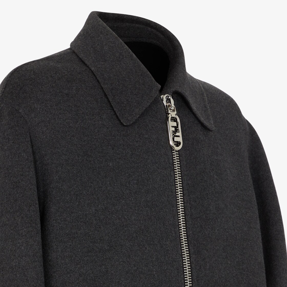 Fendi Single-breasted Cashmere Coat In Gray