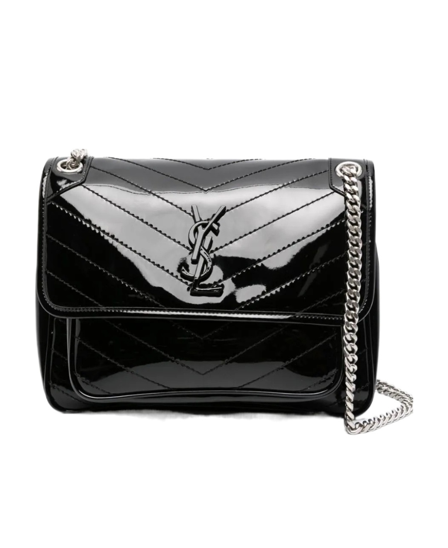 Saint Laurent Niki Foldover Top Shoulder Bag In Black
