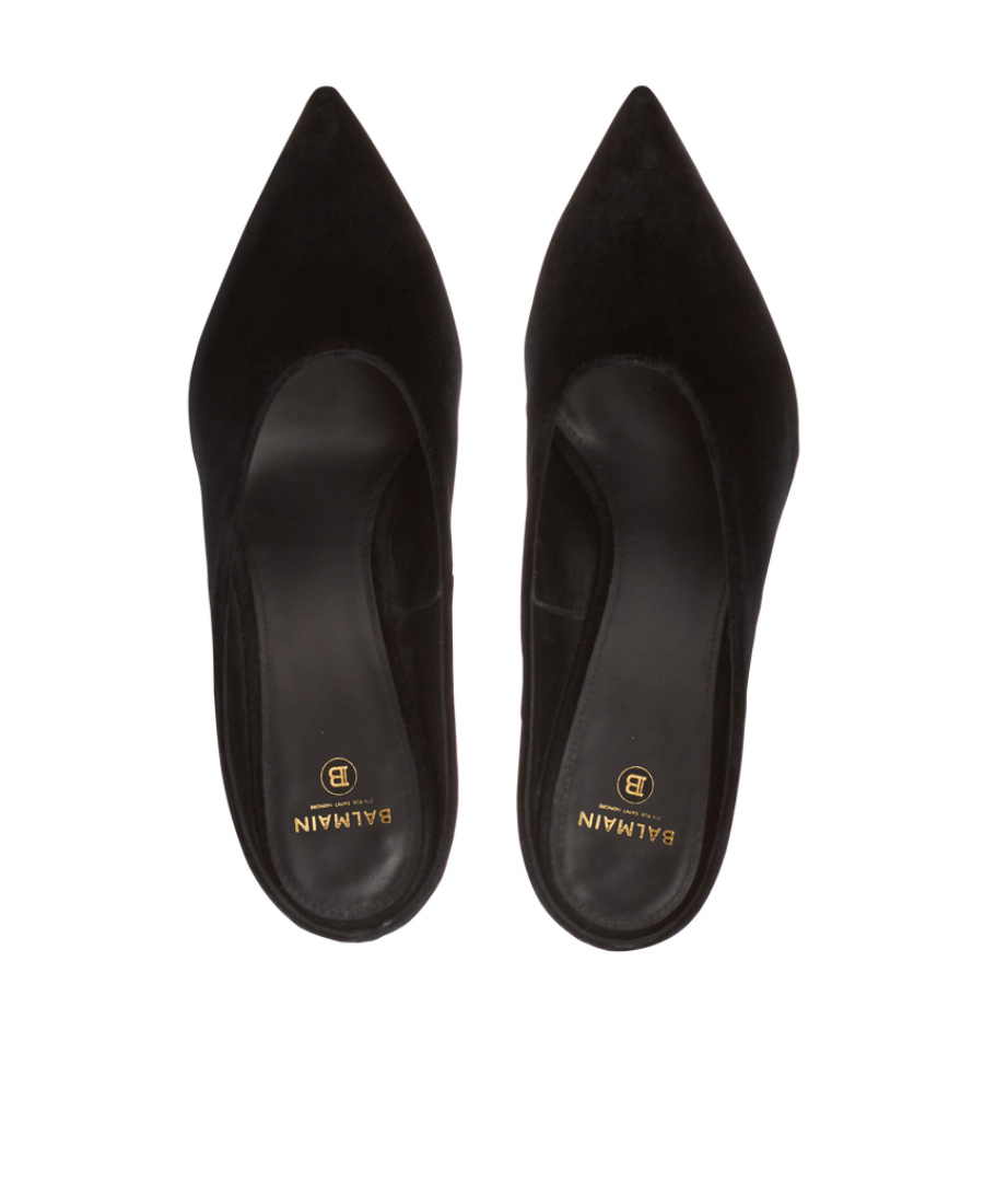 Balmain Velvet Ruby Mules In Black