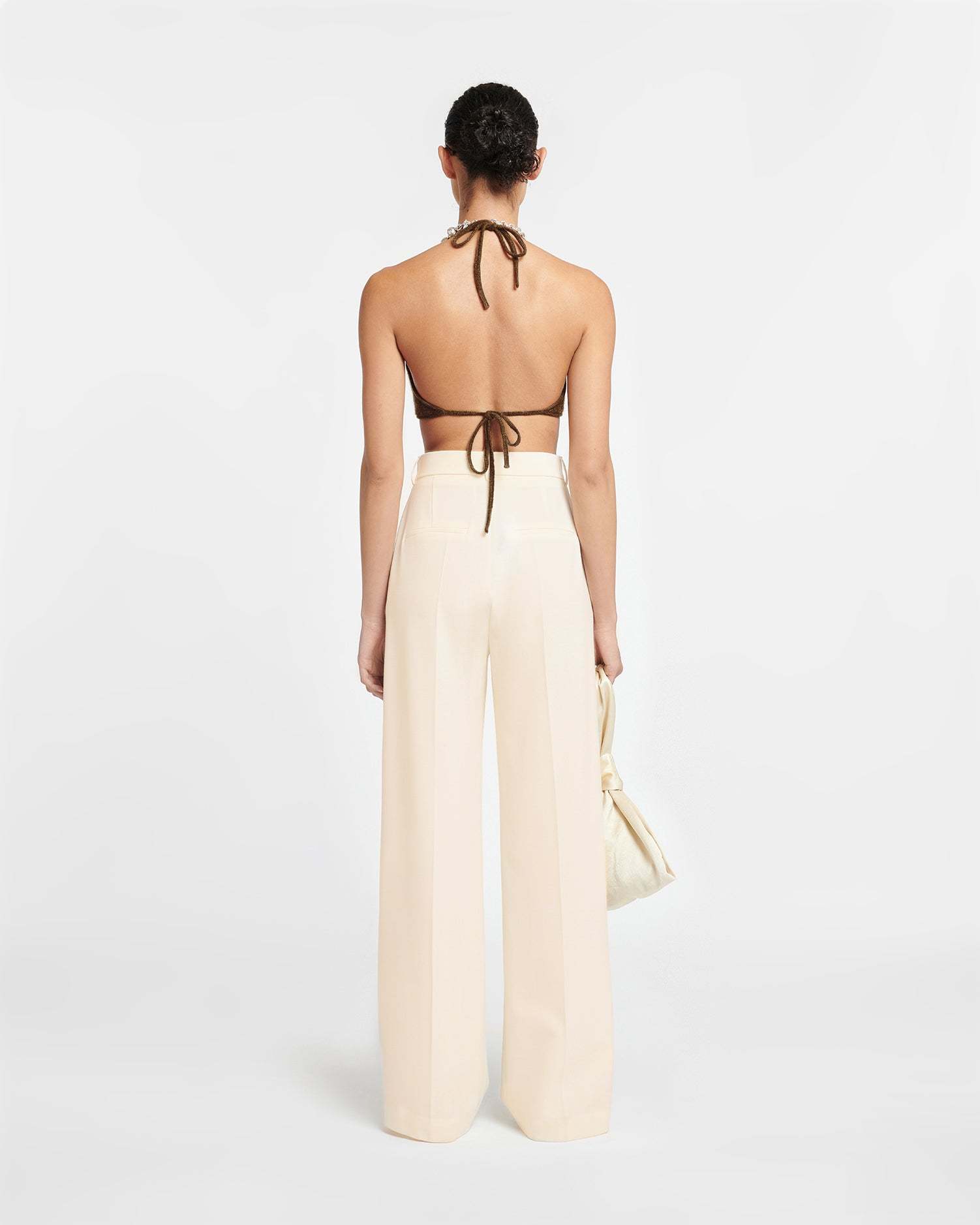 Nanushka Lanai High-waist Wide-leg Trousers In White