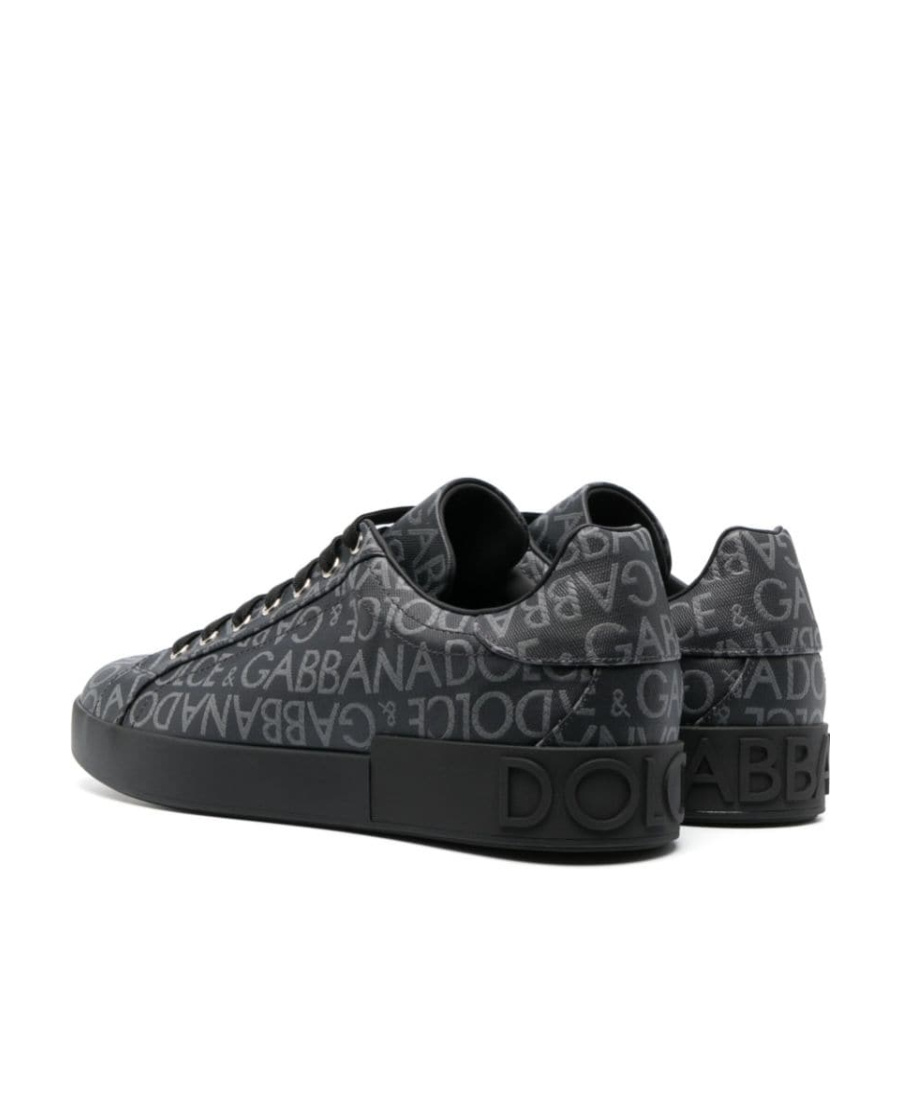 Shop Dolce & Gabbana Portofino Logo-jacquard Sneakers In Black