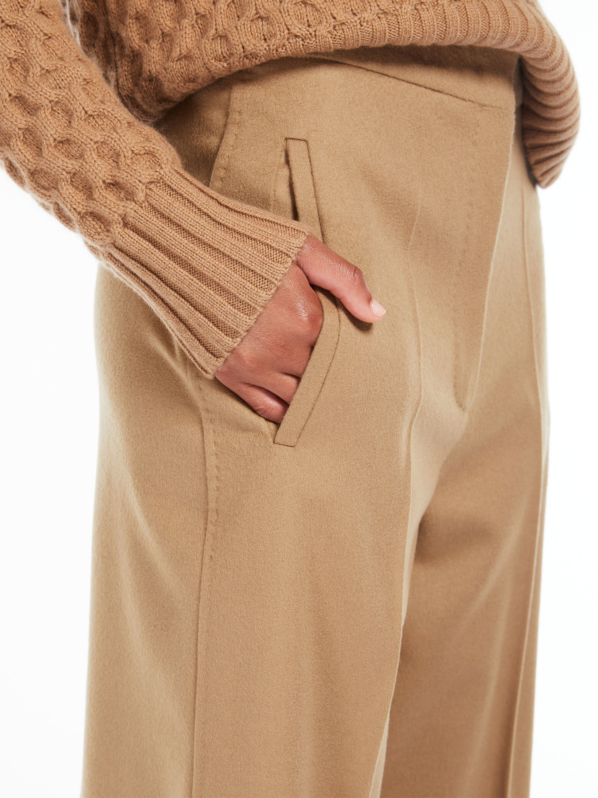 Max Mara Wool Nine Cents Casual Trousers In Nude