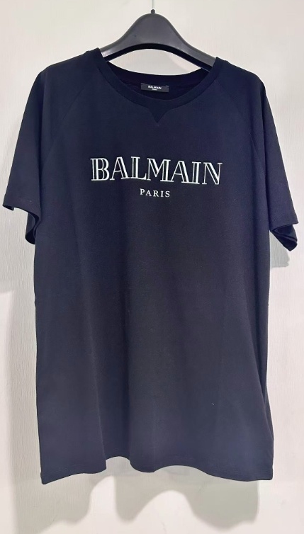 Balmain Round Neck Short Sleeve T-shirt In Black