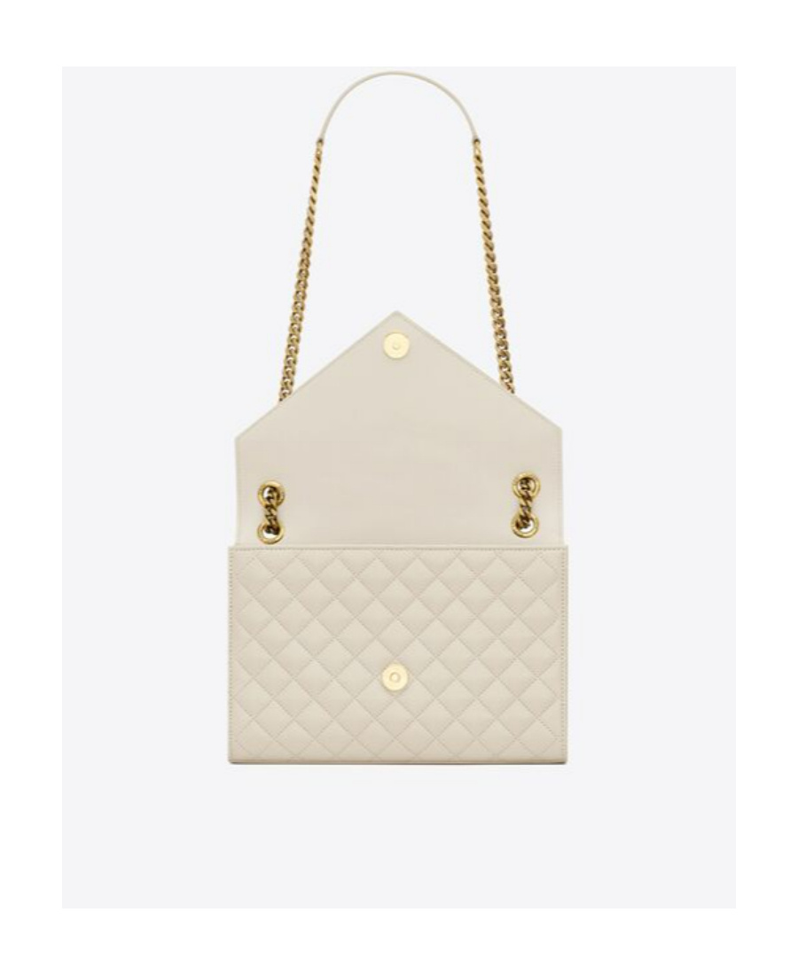 Saint Laurent Medium Envelope Logo-plaque Quilted Shoulder Bag In Nude
