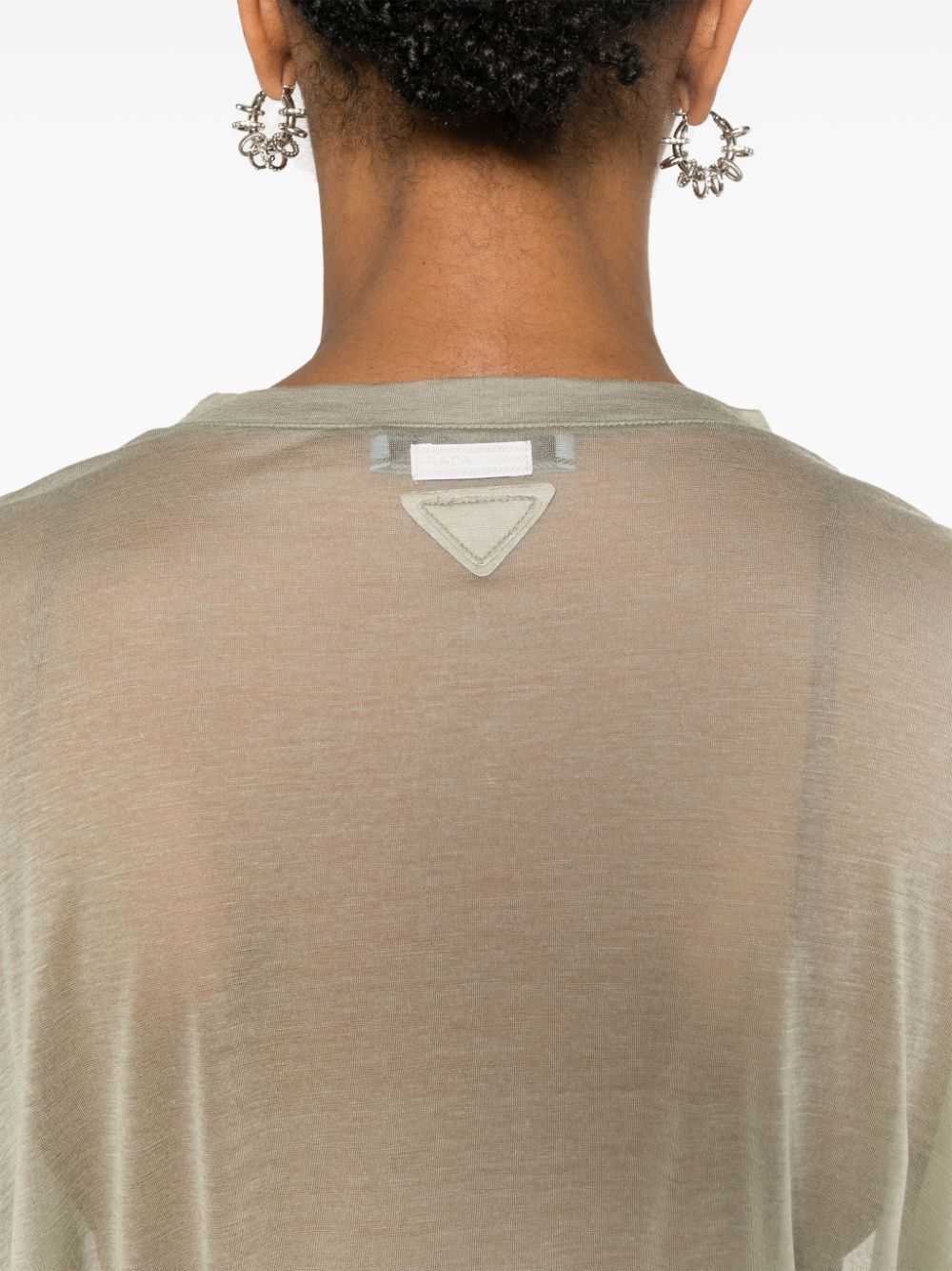 Prada Semi-sheer T-shirt In Green