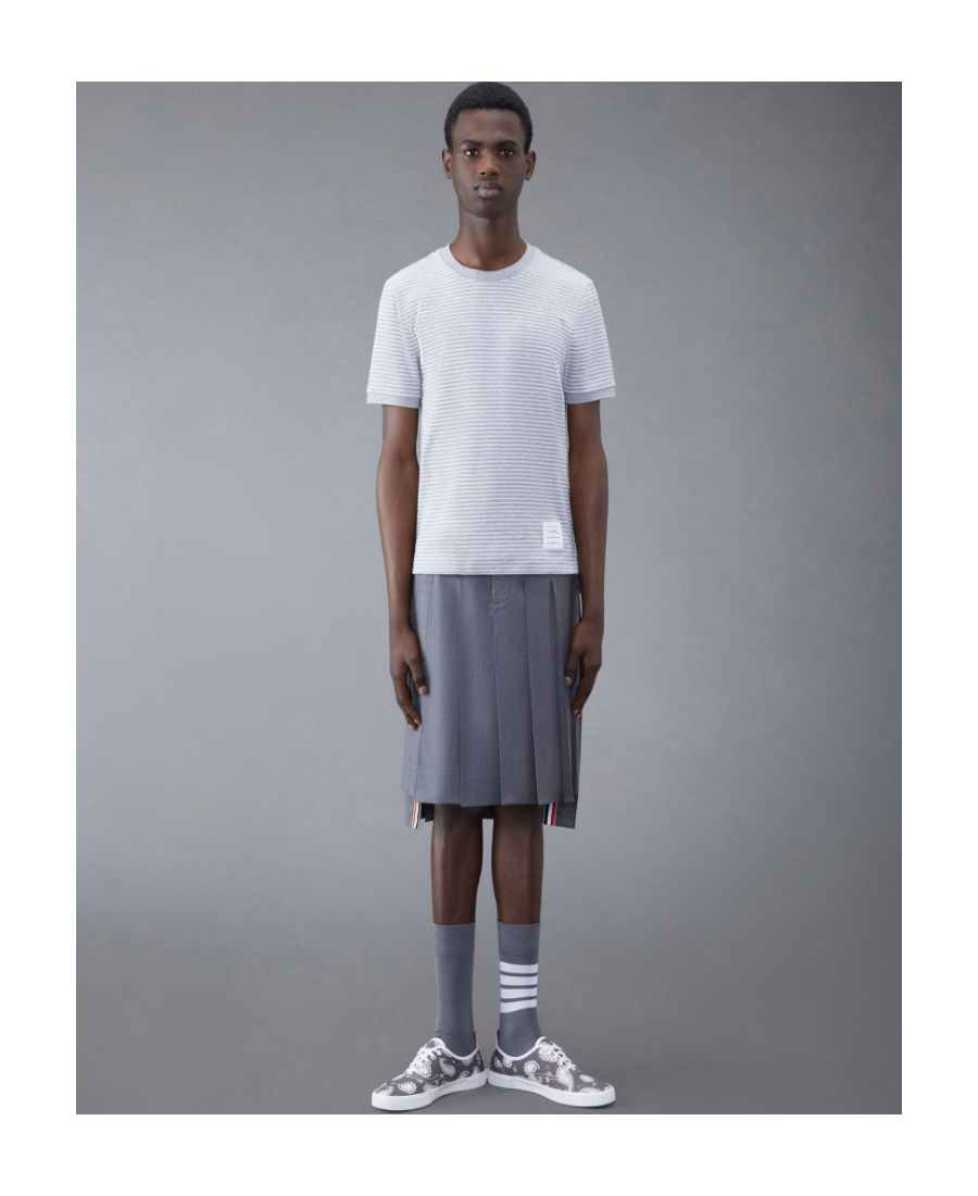 Thom Browne Pinstripe Pattern Cotton T-shirt In White