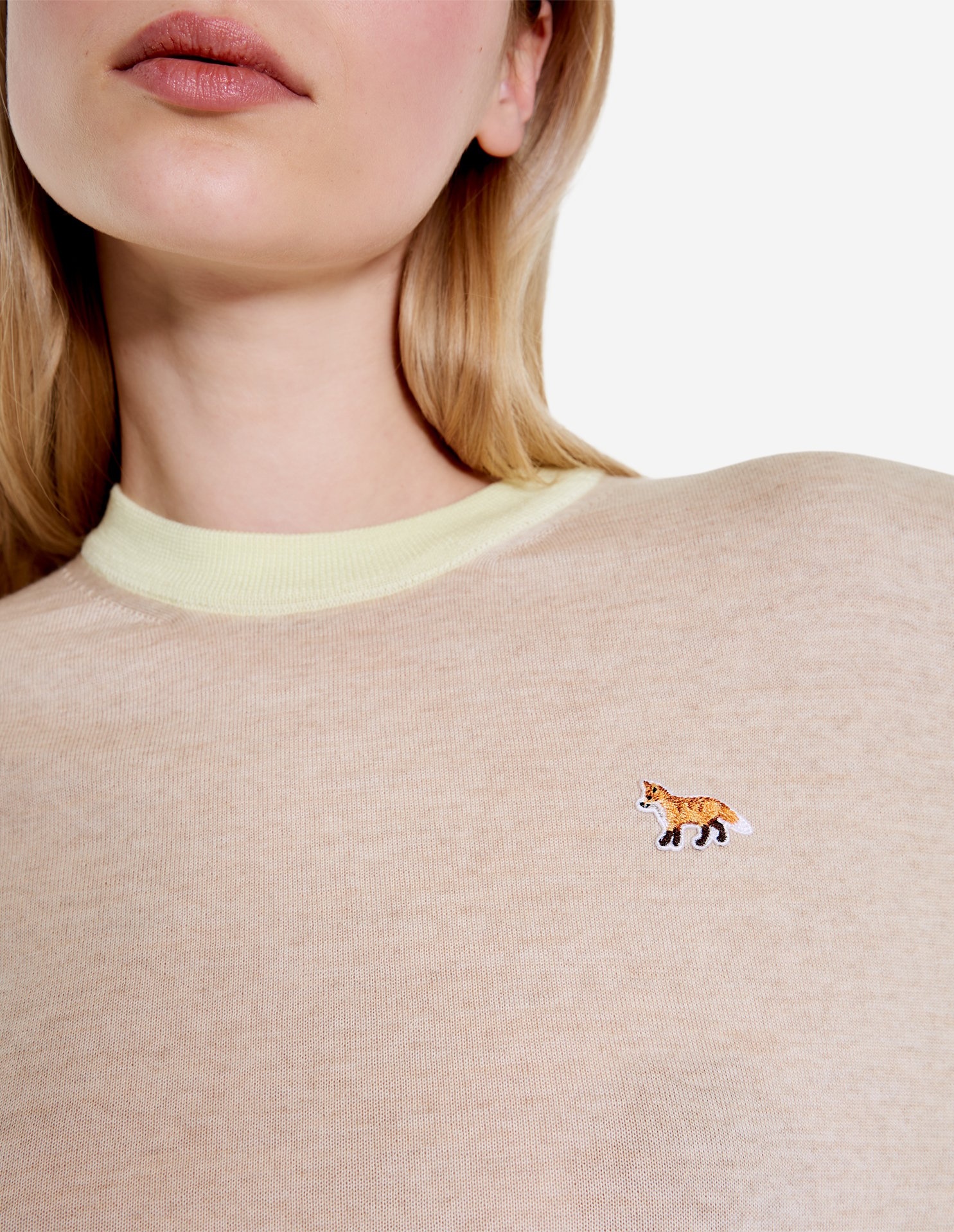 MAISON KITSUNÉ WOOL ROUND-NECK LONG-SLEEVE SWEATER