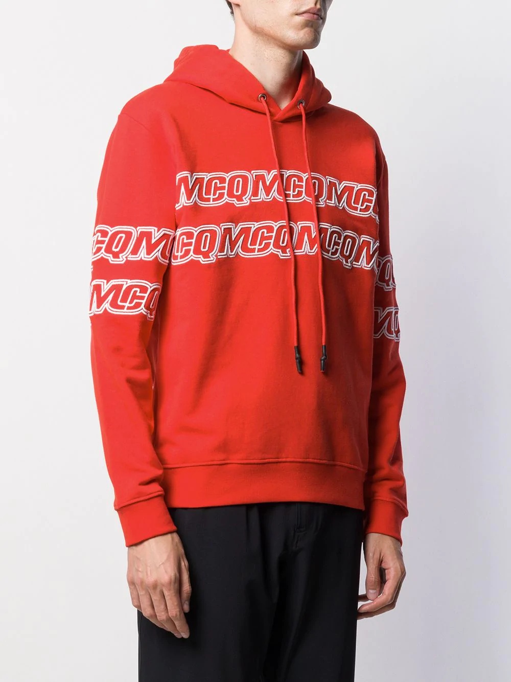 Mcq By Alexander Mcqueen Embroidered Logo Hoodie In Red