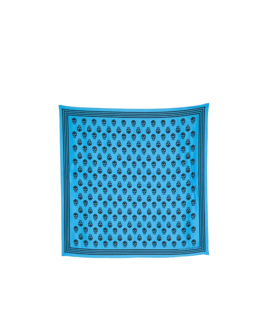 Alexander Mcqueen Fo Biker 90x90 Twill Silk In Blue