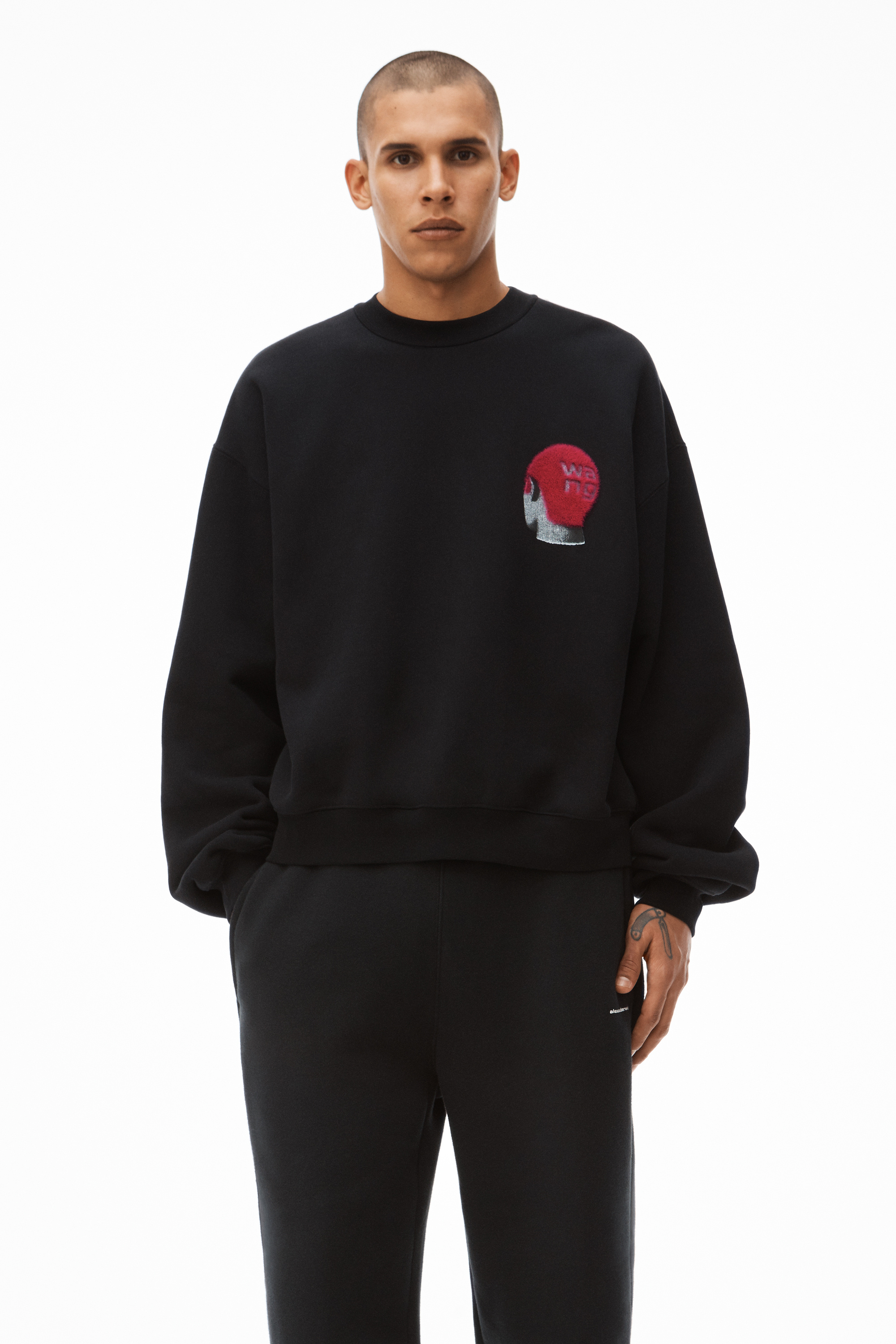 Alexander Wang Buzz-cut Logo Sweatshirt In Black