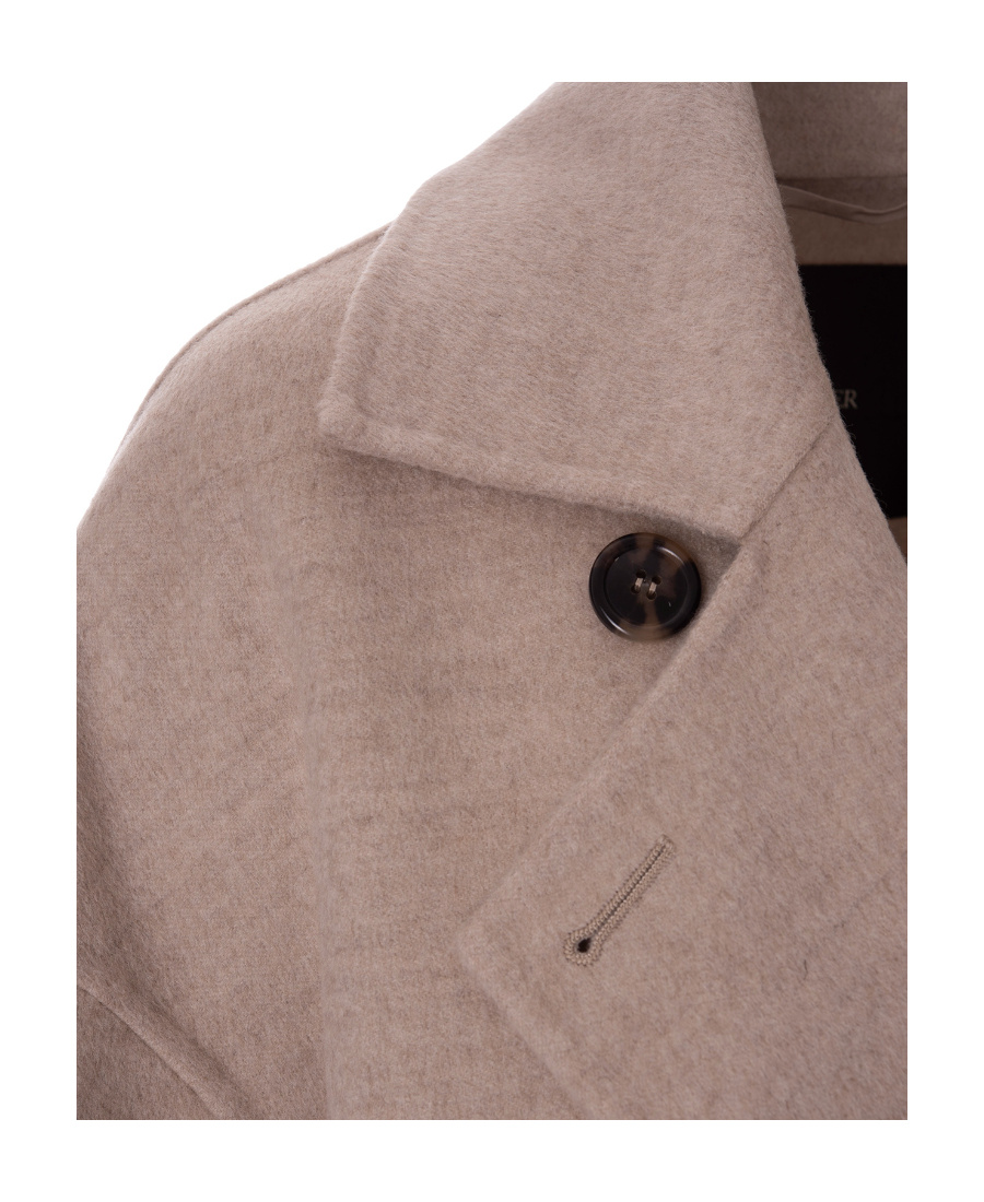 Max Mara Long-sleeved Lapel Coat In Nude