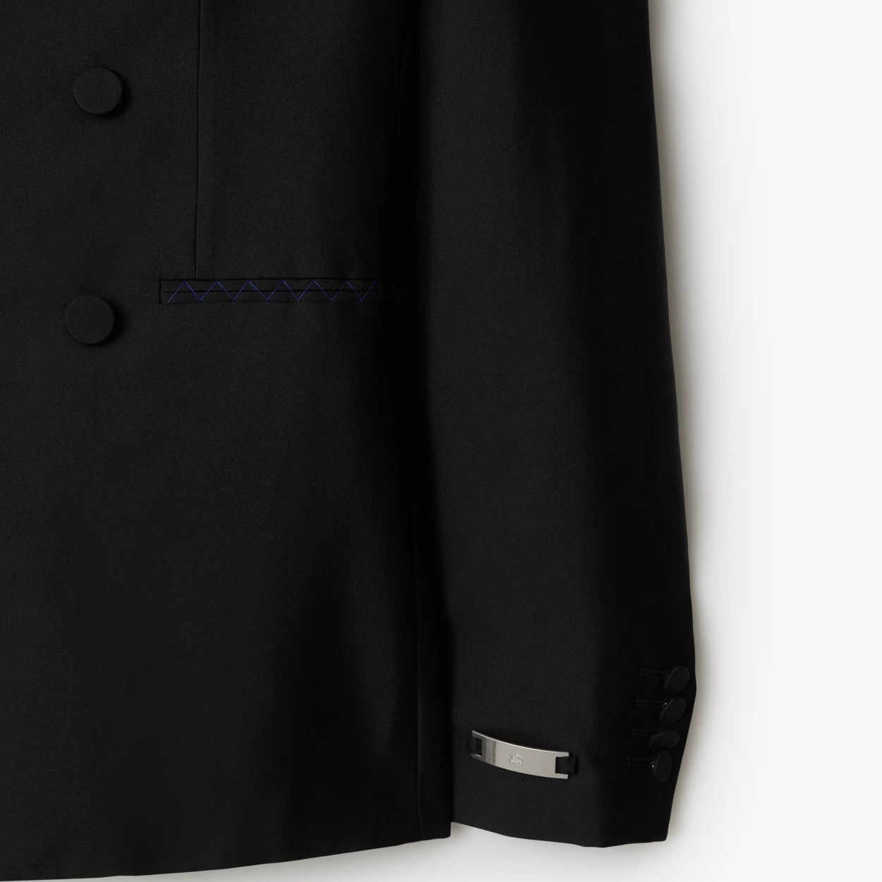 Burberry Wool Silk Tailored Jacket In Black