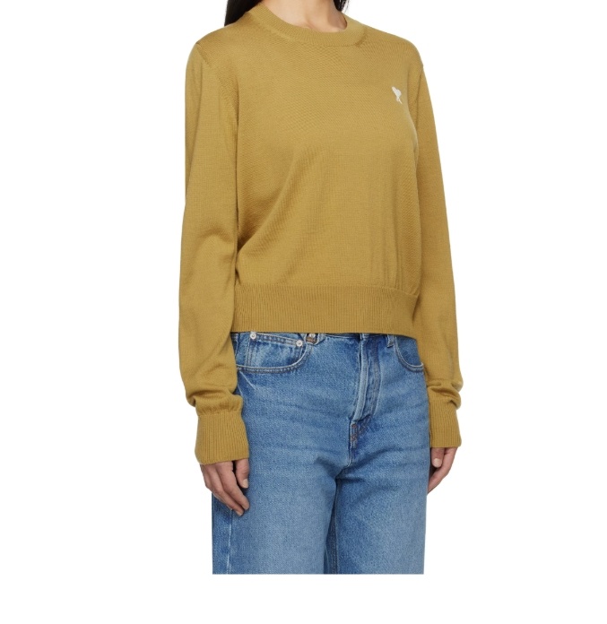 Ami Alexandre Mattiussi Round-neck And Long-sleeved Sweater In Nude