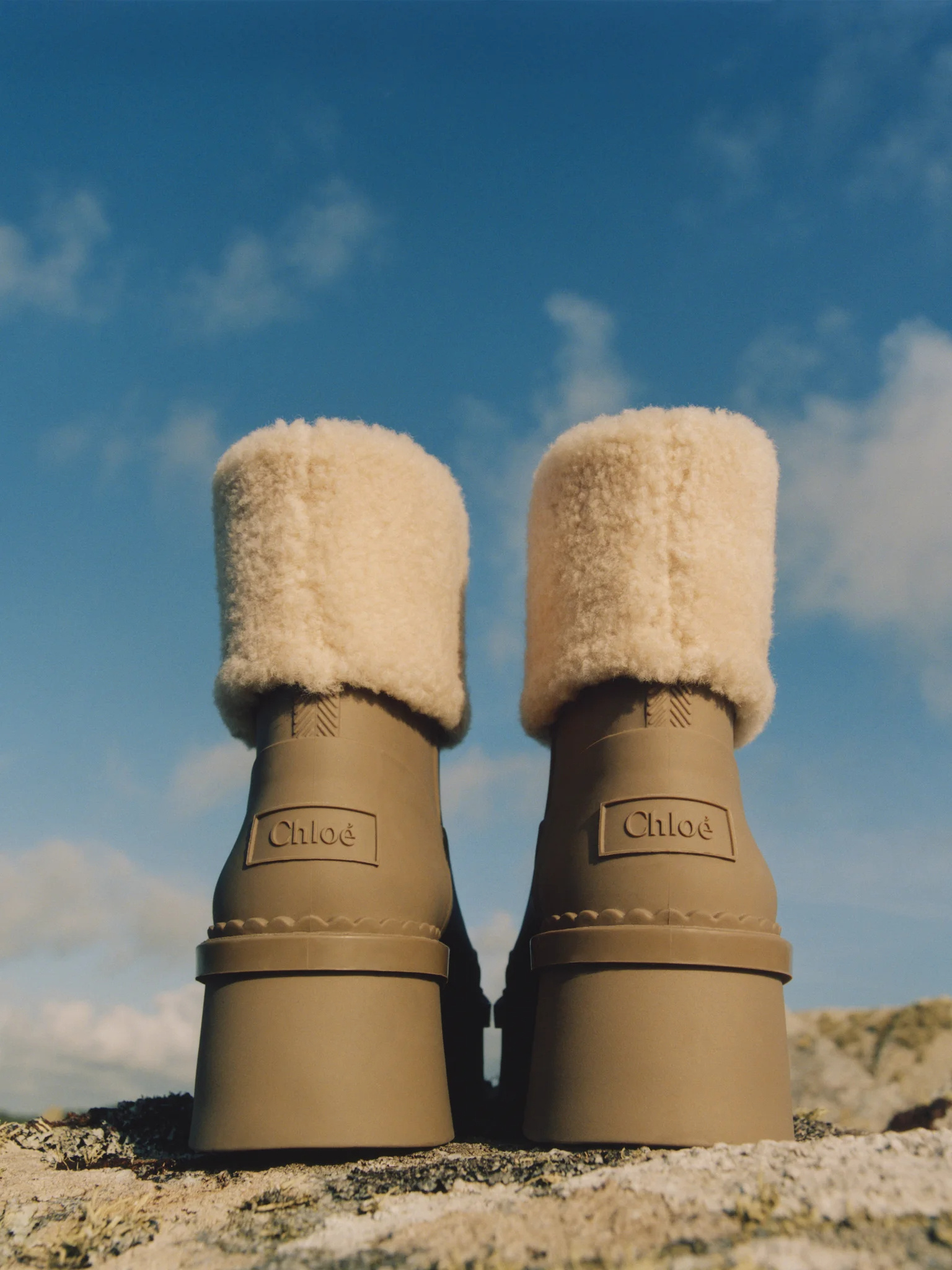Chloé Bottines Raina Femme Brun Taille 35 100% Polyuréthane Thermoplastique, Ovis Aries Aries Fur, Farmed, In Nude