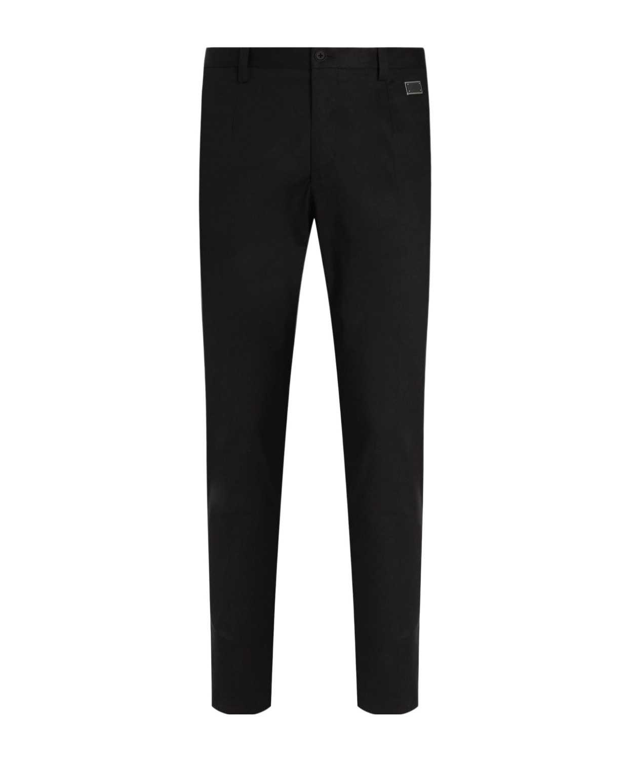 Dolce & Gabbana Stretch Wool Pants With Re-edition Label In Black