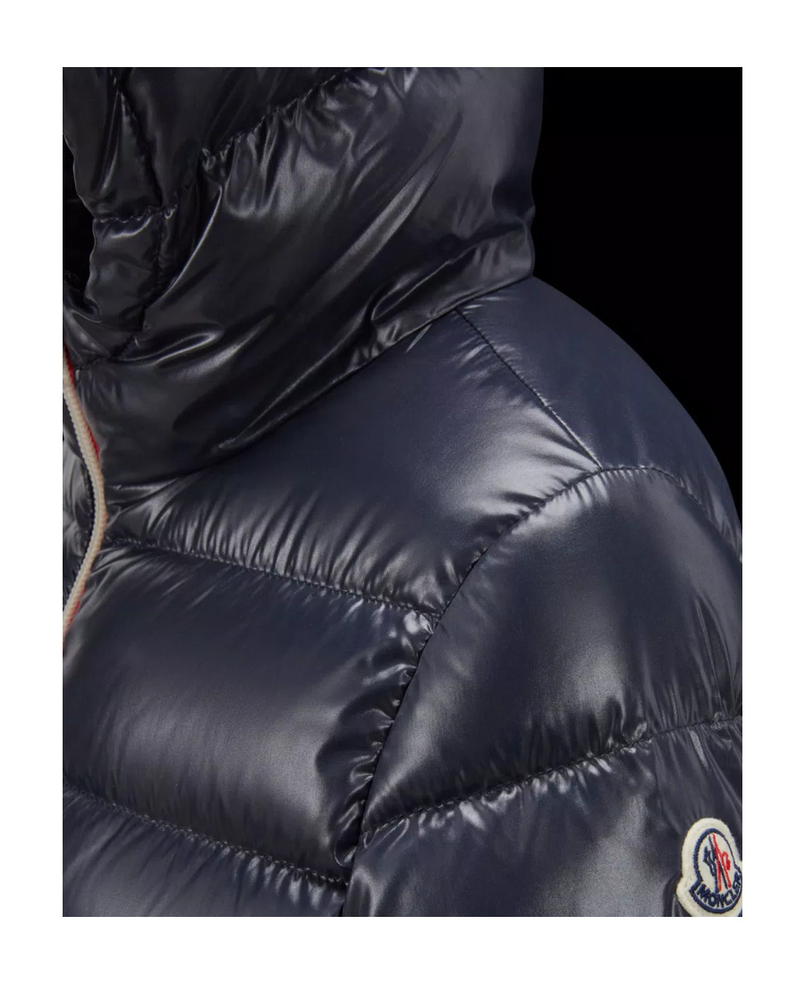 Moncler Enfant Logo Patch Padded Down Jacket In Blue