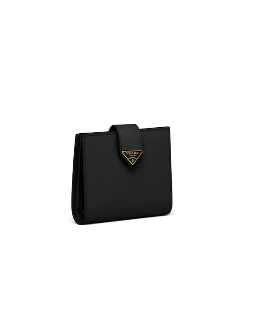 Prada Small Logo-plaque Saffiano Leather Wallet In Black