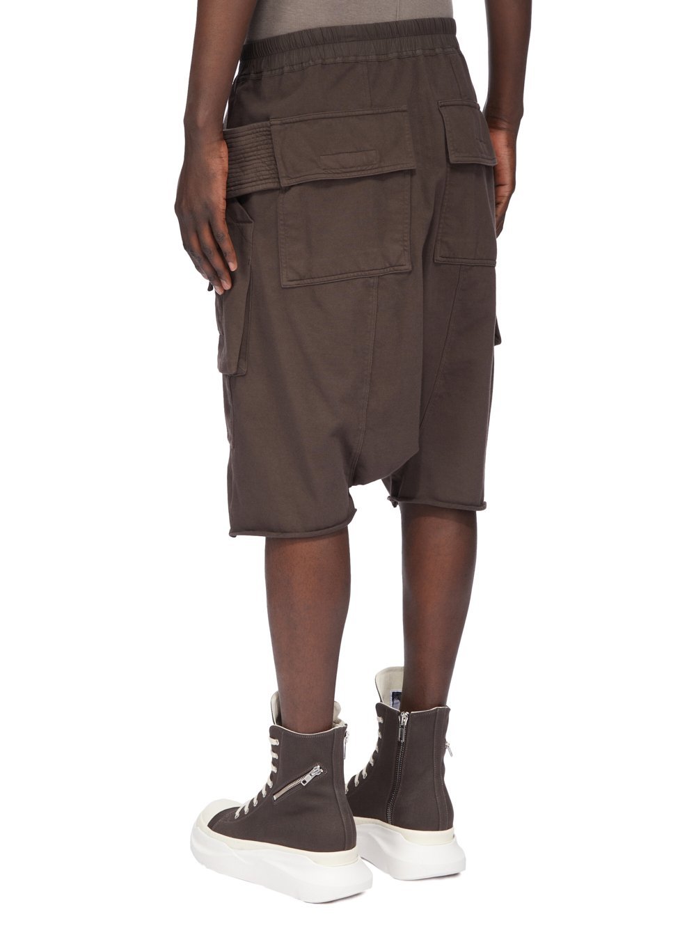 Rick Owens Drkshdw Creatch Straight-leg Brushed Cotton-jersey Drawstring Cargo Shorts In Multi
