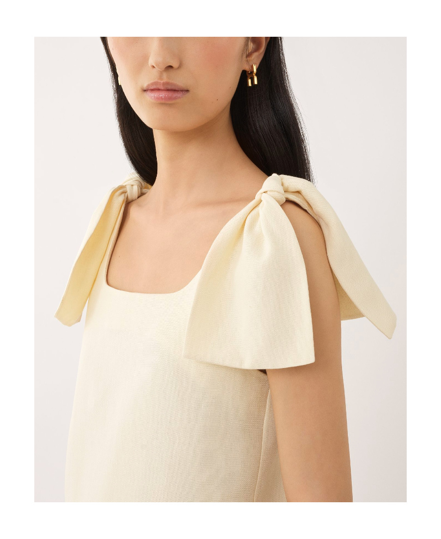 Shop Chloé Bow-detail Linen Tank Top In Nude