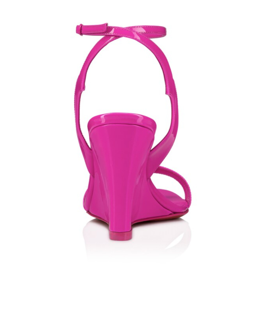 Christian Louboutin Patent Leather Wedge Sandals In Pink