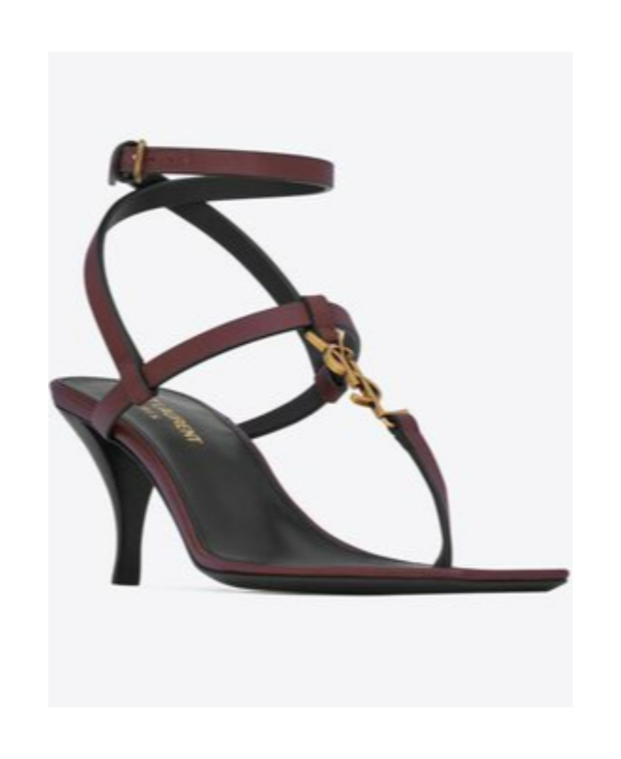 Saint Laurent Cassandra 60 Leather Sandals In Brown