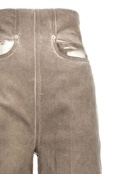 Rick Owens Drkshdw High Waist Wide Leg Trousers With Pockets In Gray
