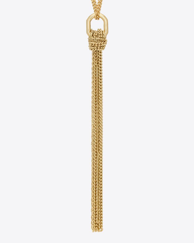Saint Laurent Cassandre Metal Tassel Necklace In Yellow
