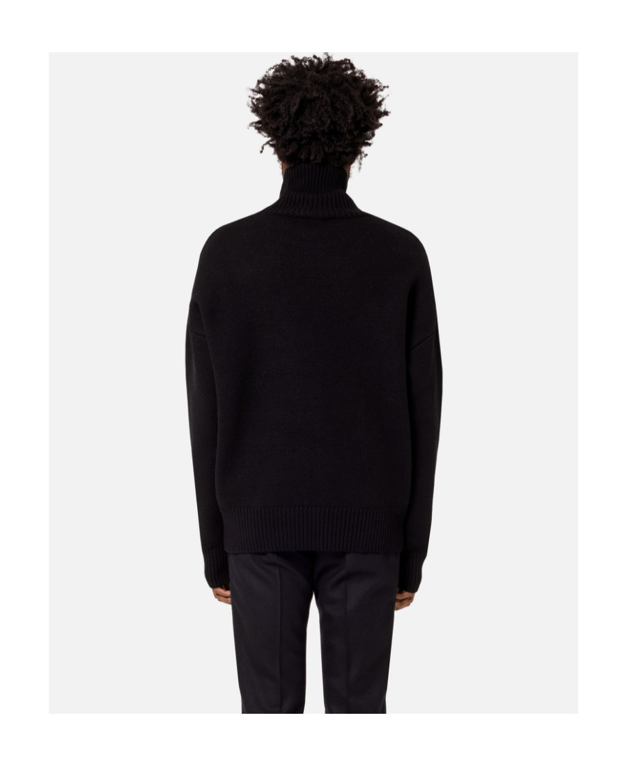 Ami Alexandre Mattiussi Ami Paris Funnel-neck Sweater With Heart Intarsia Design In Black